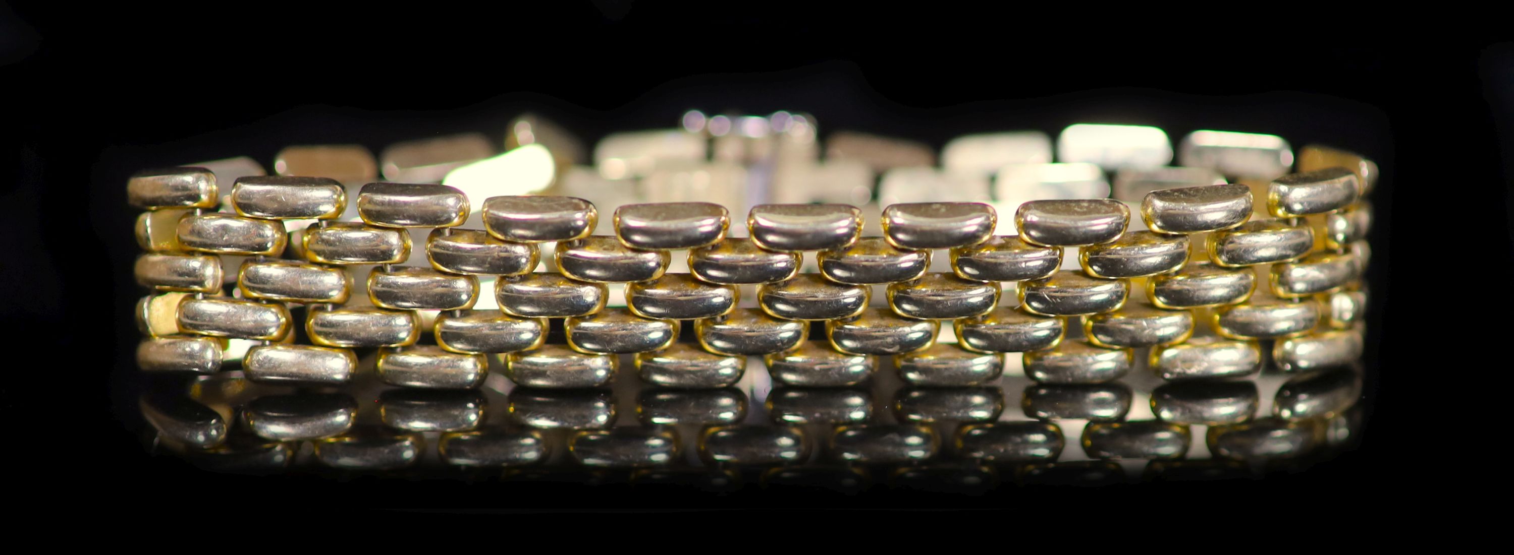An Italian 18ct gold brick link bracelet,